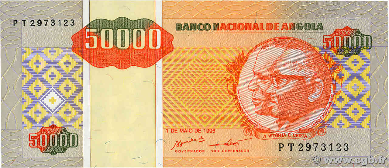 50000 Kwanzas Reajustados ANGOLA  1995 P.138 SC+