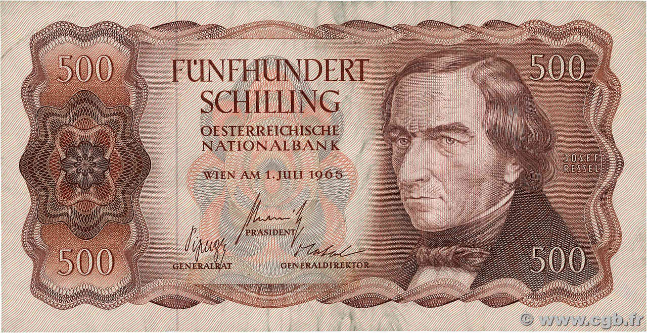 500 Schilling AUSTRIA  1965 P.139a VF