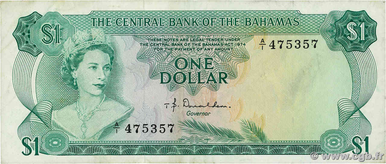 1 Dollar BAHAMAS  1974 P.35a fVZ