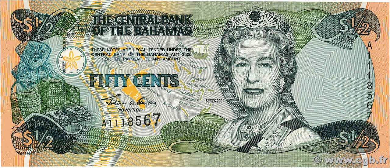 50 Cents BAHAMAS  2001 P.68 UNC