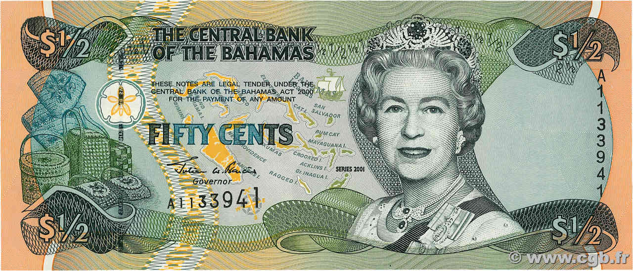 50 Cents BAHAMAS  2001 P.68 VZ+