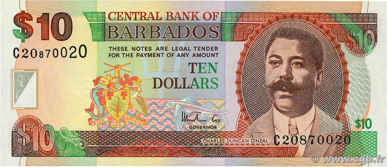 10 Dollars BARBADOS  1999 P.56 UNC