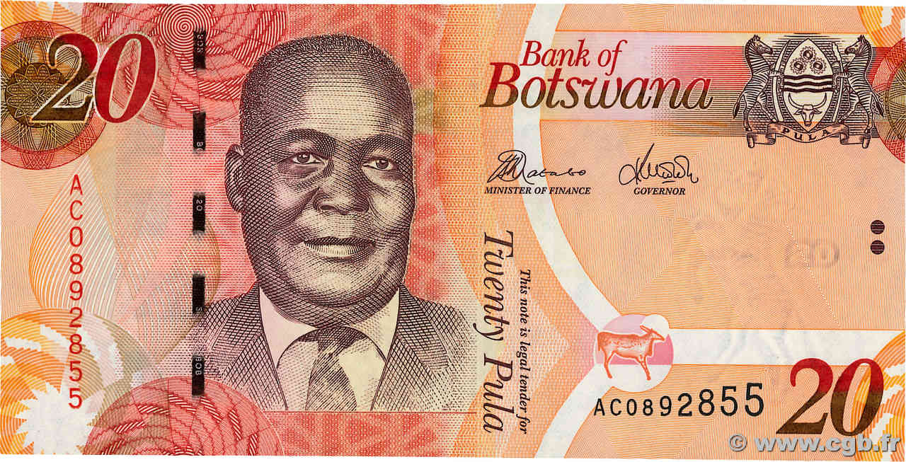 20 Pula BOTSWANA   2012 P.31c FDC