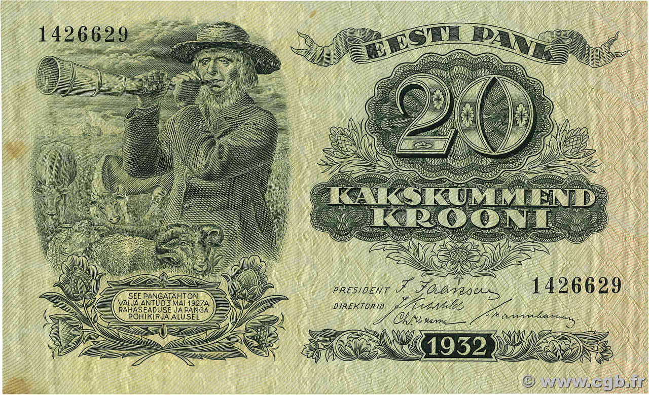 20 Krooni ESTONIA  1932 P.64 SC