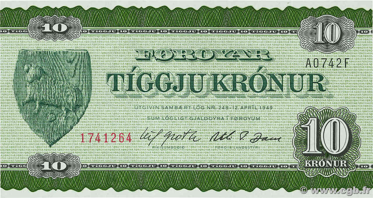 10 Kronur FÄRÖER-INSELN  1974 P.18a ST