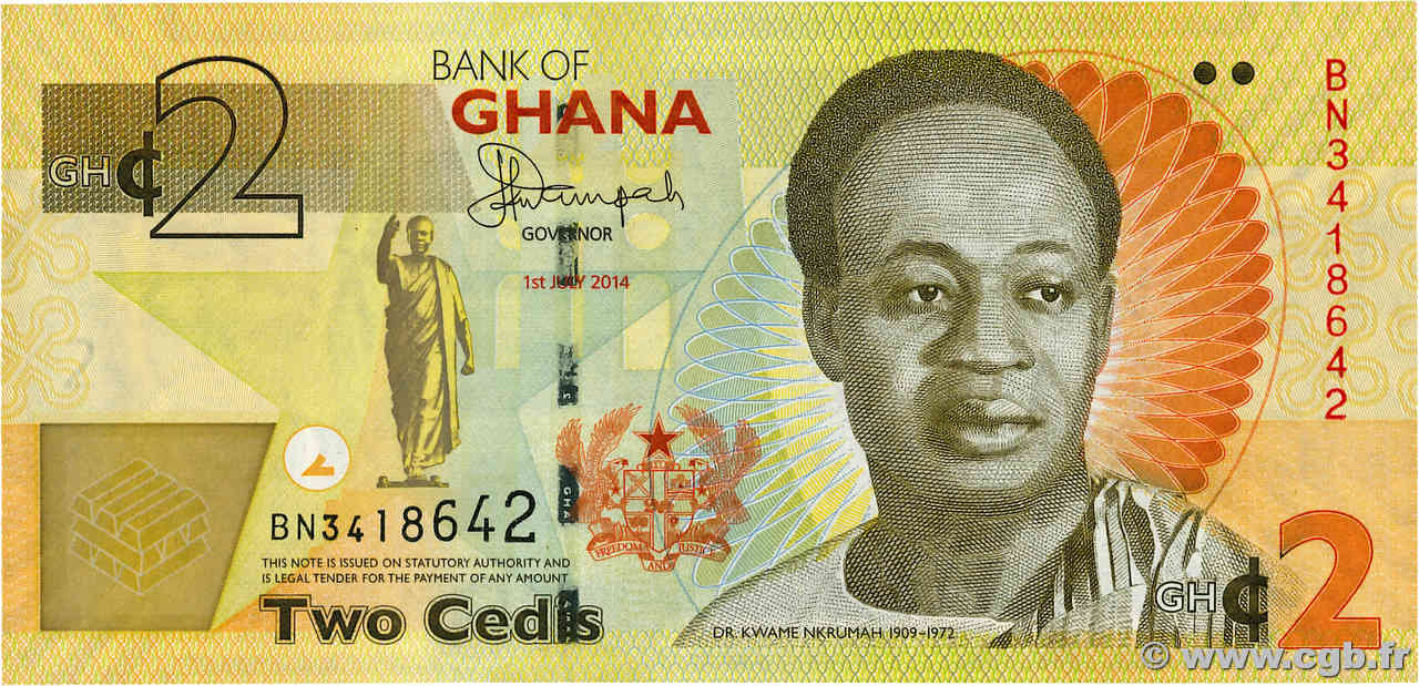 2 Cedis Commémoratif GHANA  2014 P.37Ac ST