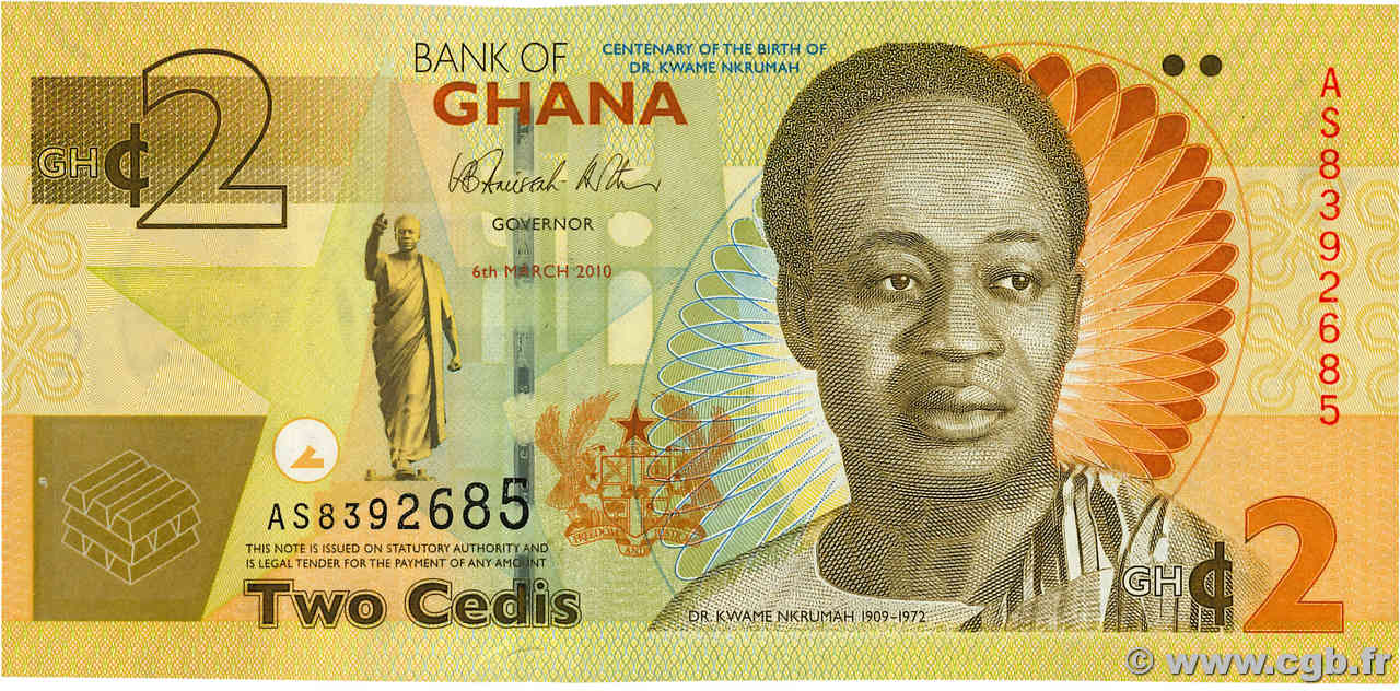 2 Cedis Commémoratif GHANA  2010 P.37Aa UNC