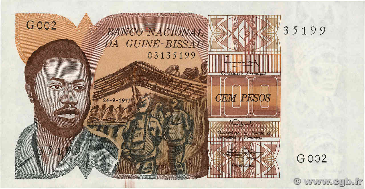 100 Pesos GUINEA-BISSAU  1975 P.02 FDC