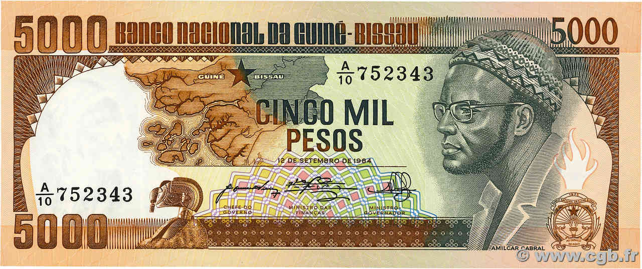 5000 Pesos GUINEA-BISSAU  1984 P.09 ST