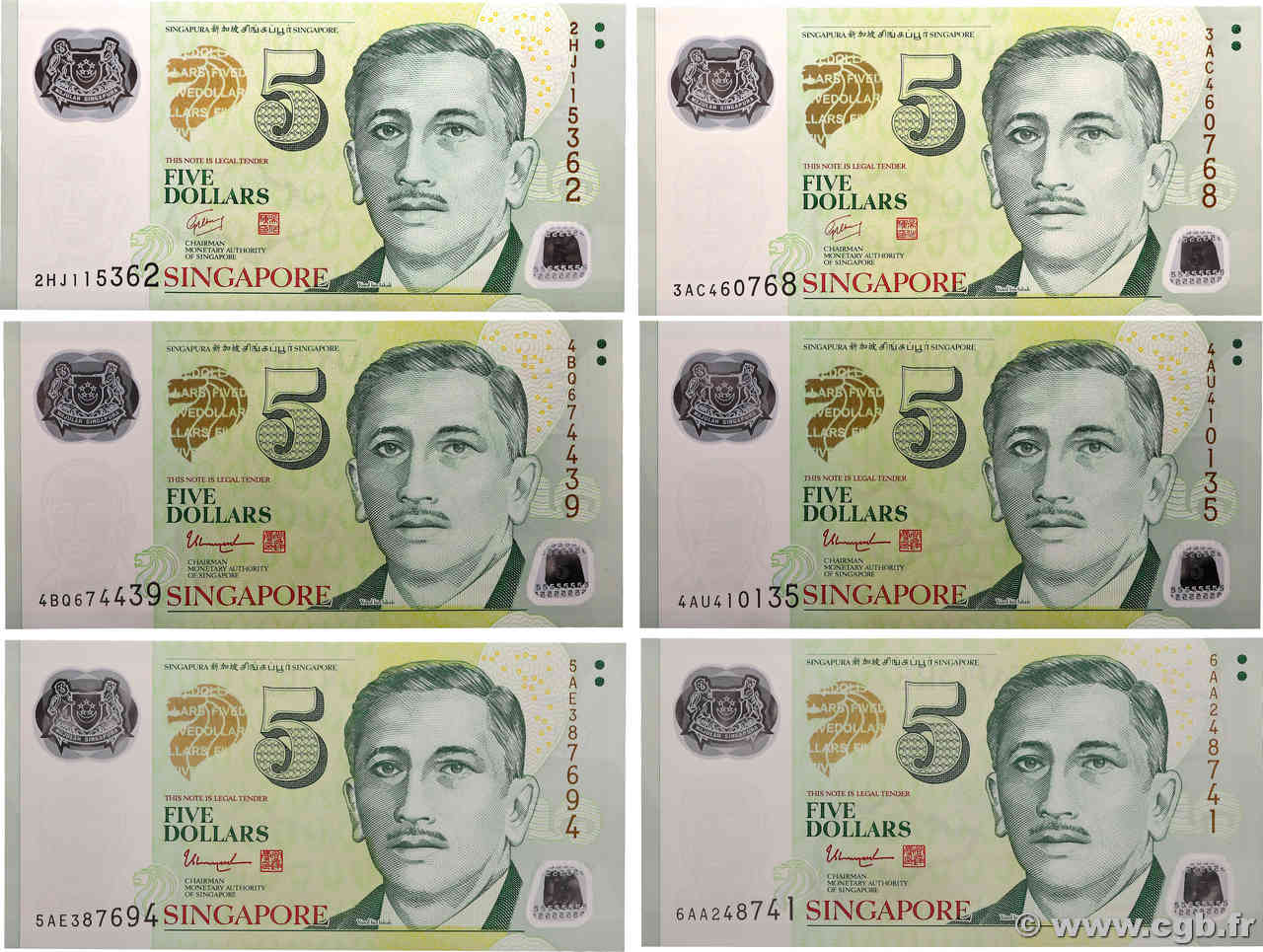 5 Dollars Lot SINGAPUR  2007 P.47 ST