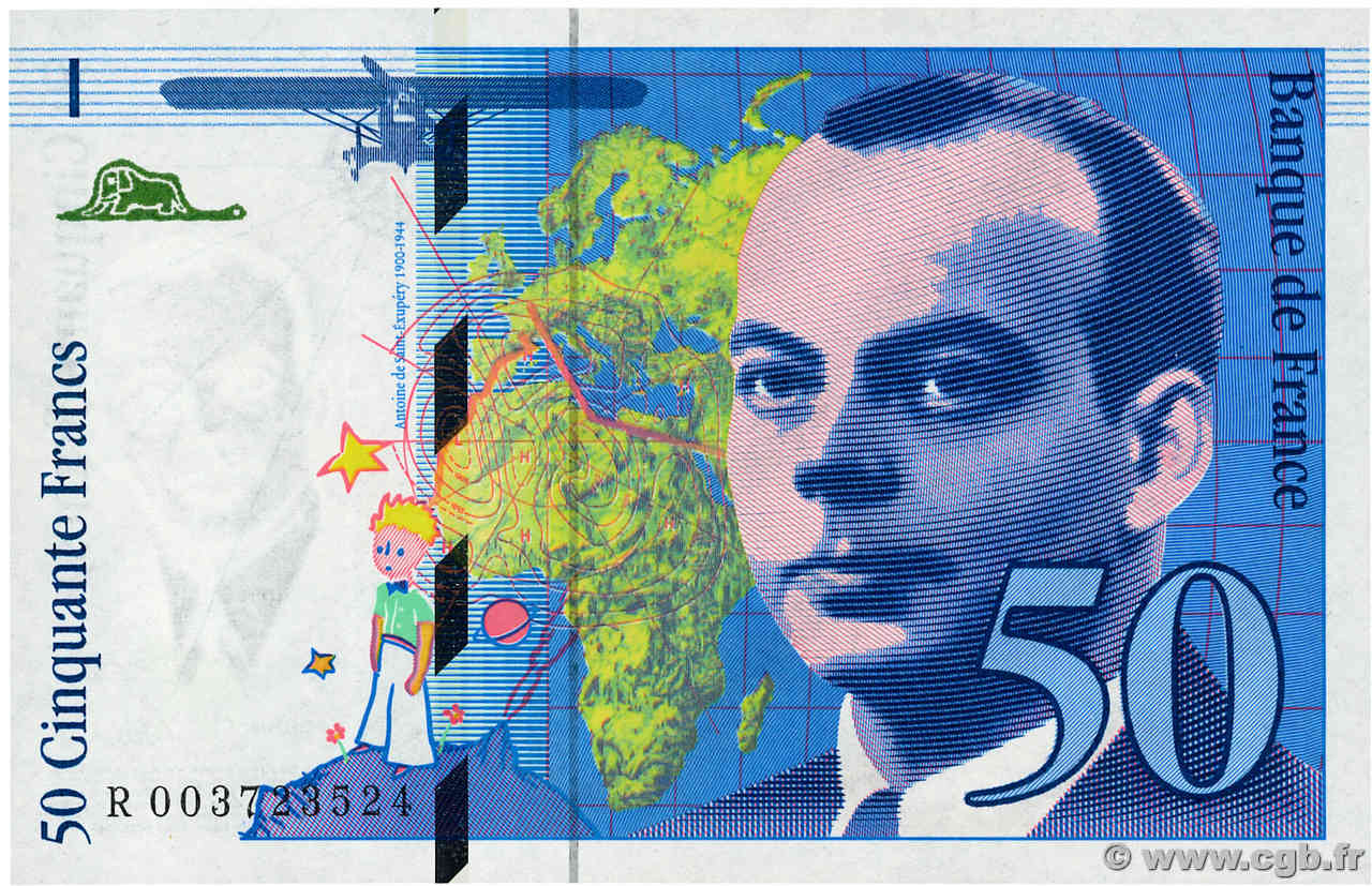 50 Francs SAINT-EXUPÉRY FRANCIA  1992 F.72.01b FDC