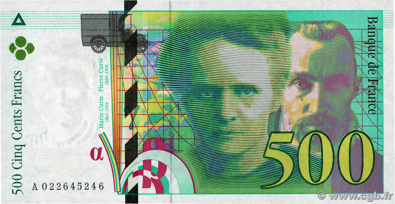 500 Francs PIERRE ET MARIE CURIE FRANCE  1994 F.76.01 UNC-