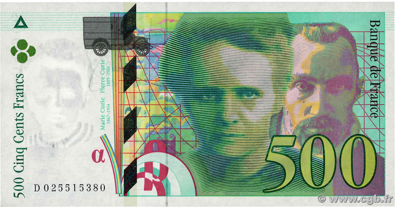 500 Francs PIERRE ET MARIE CURIE FRANCIA  1994 F.76.01 FDC