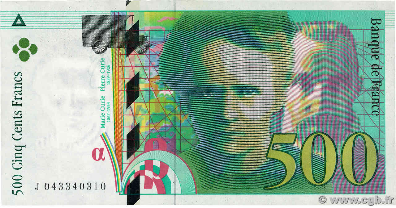 500 Francs PIERRE ET MARIE CURIE FRANCE  2000 F.76.05 SUP