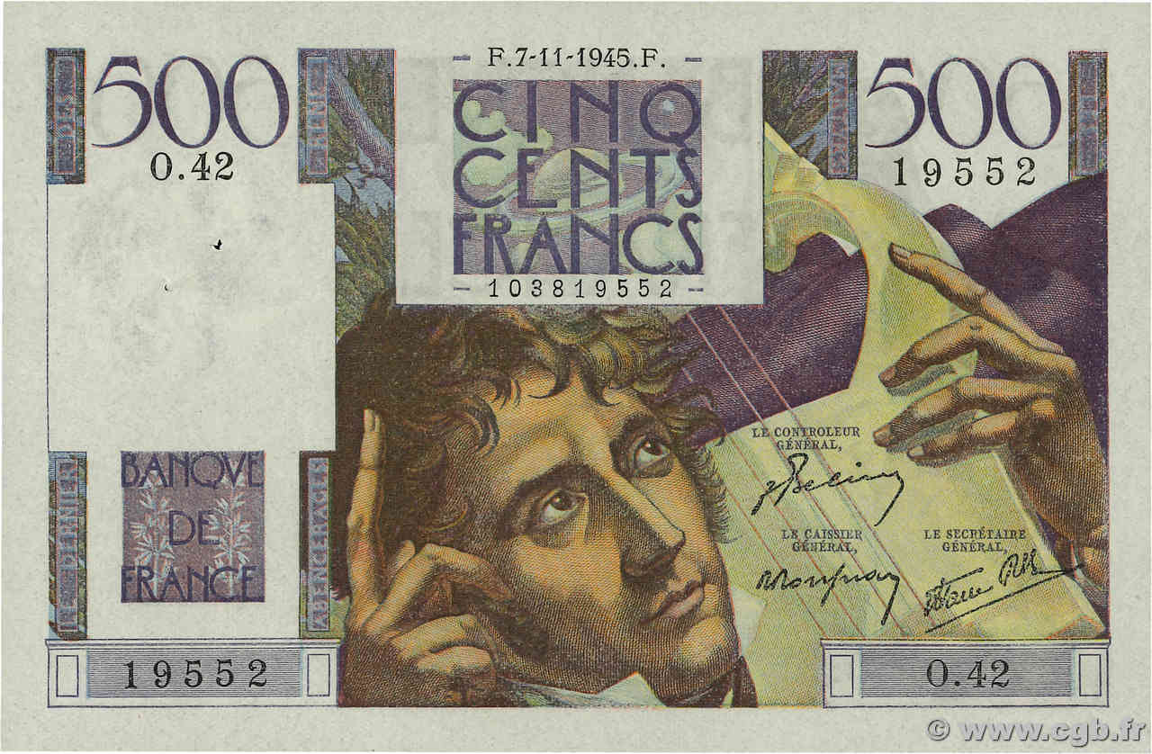 500 Francs CHATEAUBRIAND FRANCE  1945 F.34.03 SPL