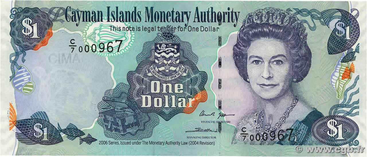 1 Dollar Petit numéro ISLAS CAIMáN  2006 P.33d SC+