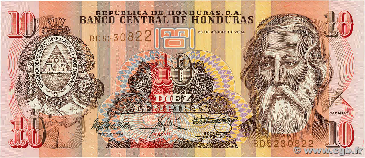 10 Lempiras HONDURAS  2004 P.086c FDC