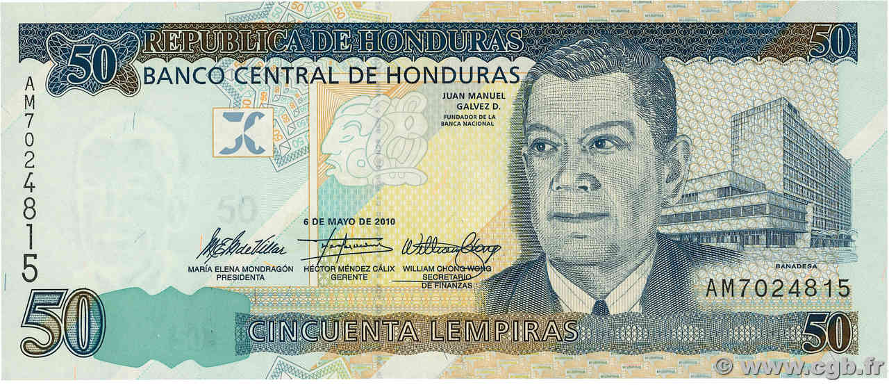 50 Lempiras HONDURAS  2010 P.094Ab FDC