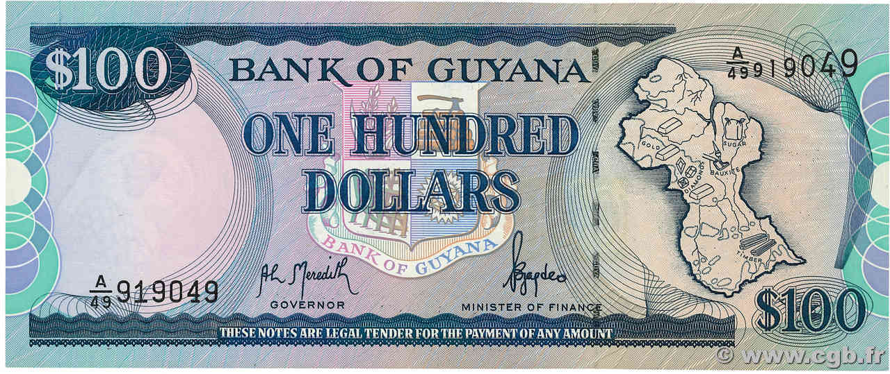 100 Dollars GUYANA  1999 P.31 ST