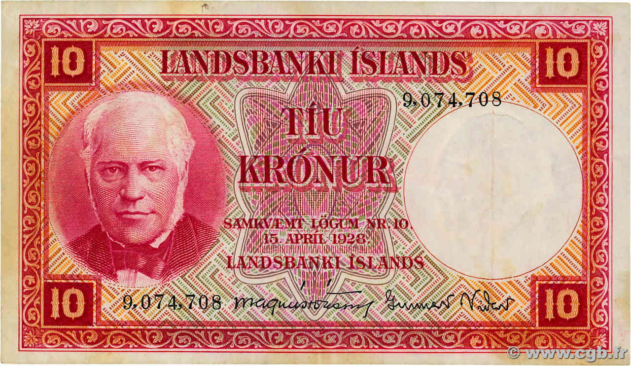 10 Kronur ISLANDIA  1948 P.33a MBC