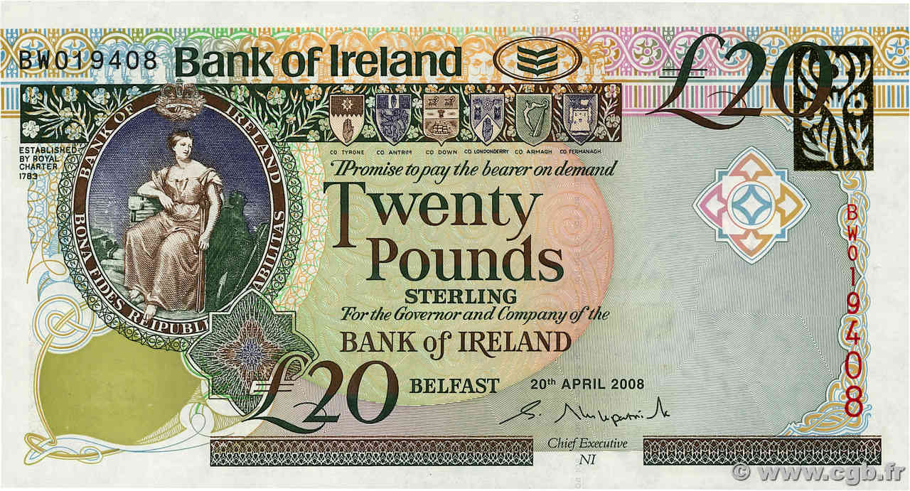 20 Pounds NORTHERN IRELAND  2008 P.085 ST