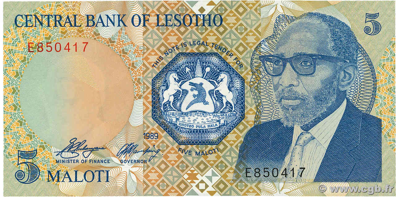 5 Maloti LESOTHO  1989 P.10a ST