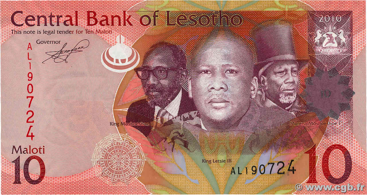 10 Maloti LESOTHO  2010 P.21a
 UNC-