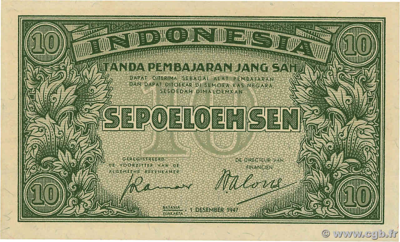 10 Sen INDONÉSIE  1947 P.031 NEUF