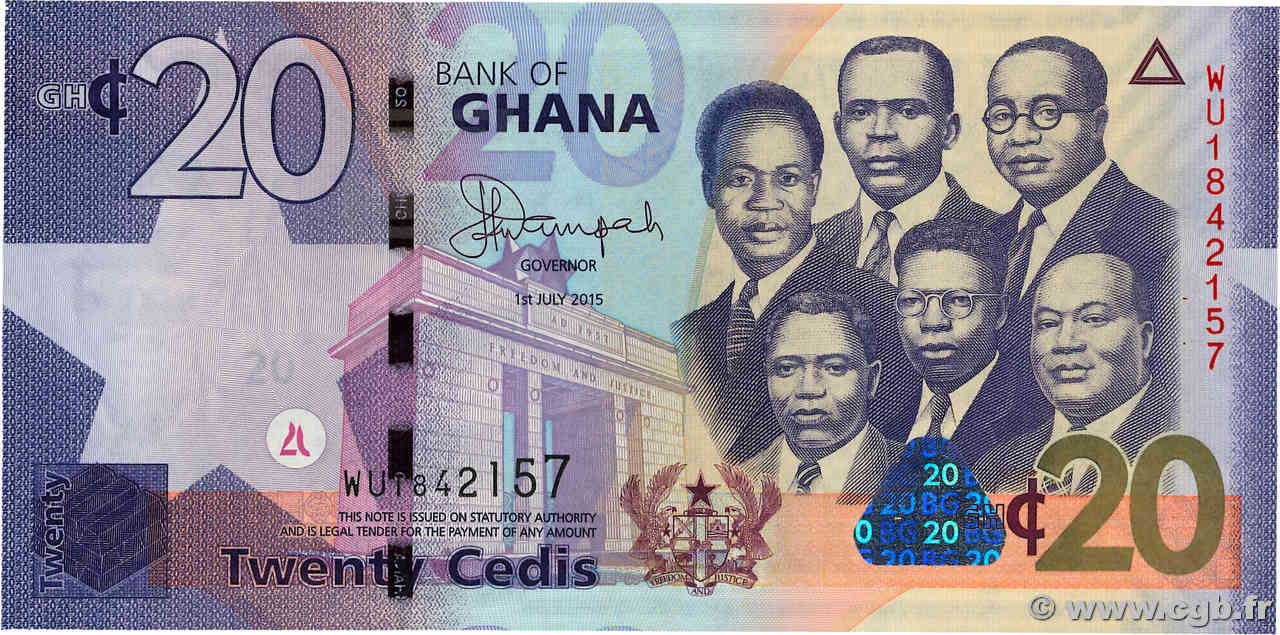 20 Cedis GHANA  2015 P.40f FDC