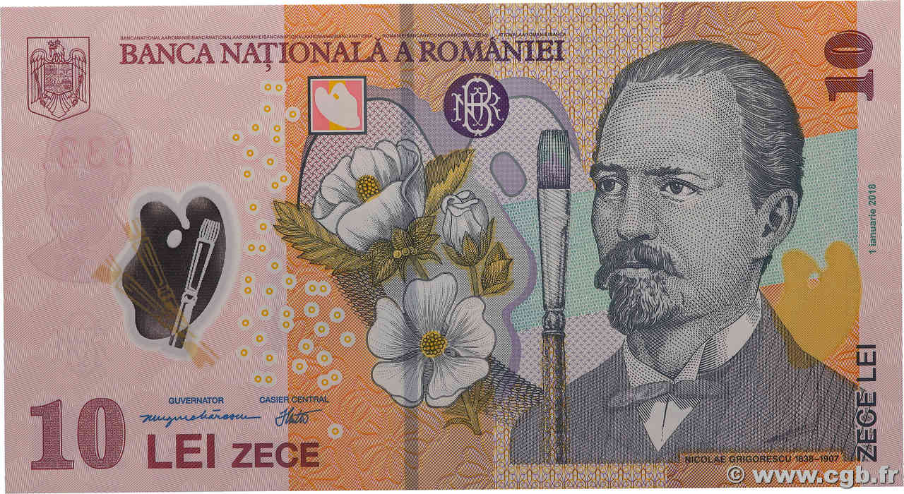 10 Lei RUMANIA  2018 P.119j FDC