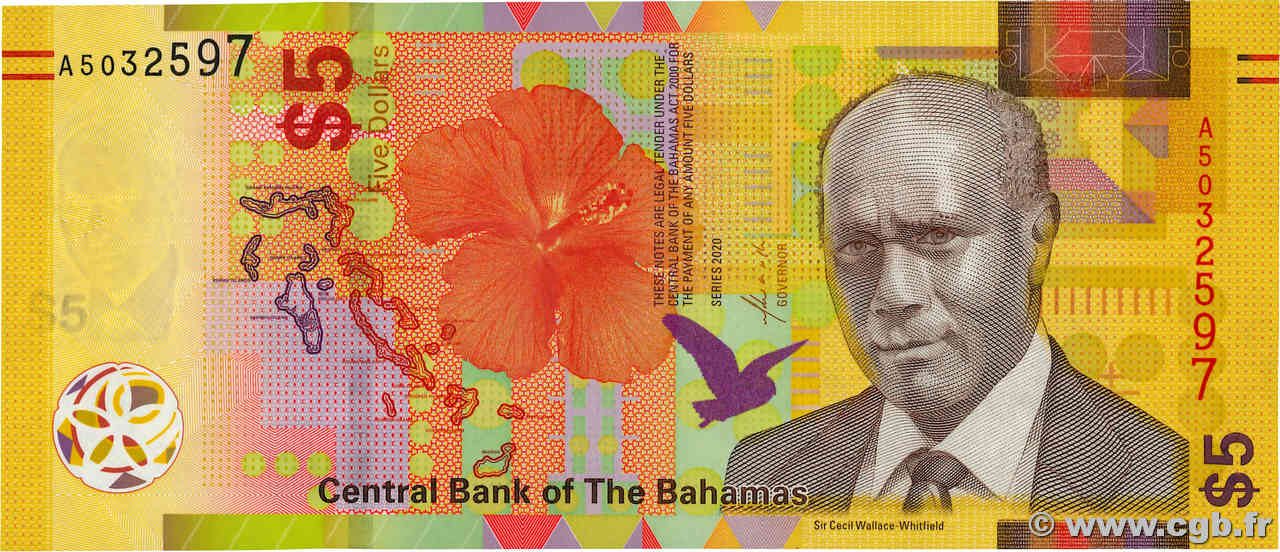 5 Dollars BAHAMAS  2020 P.78A UNC