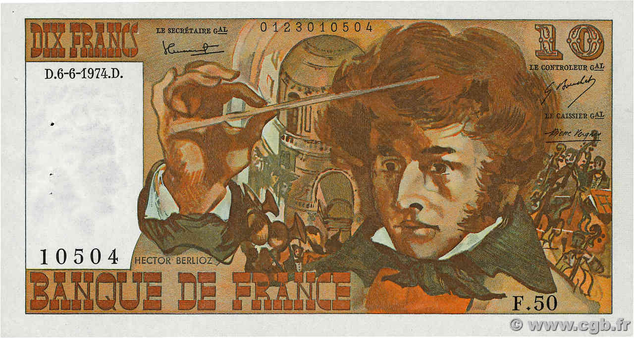 10 Francs BERLIOZ FRANCE  1974 F.63.05 SUP