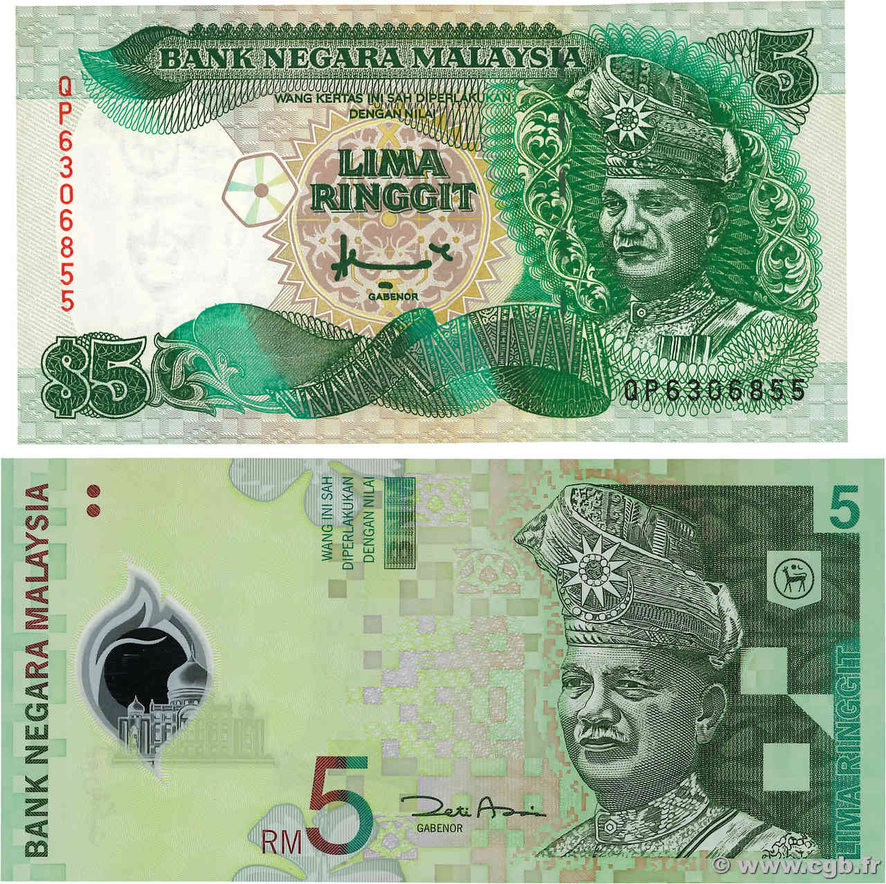 5 Ringgit Lot MALAYSIA  1998 P.35A et P.47 UNC