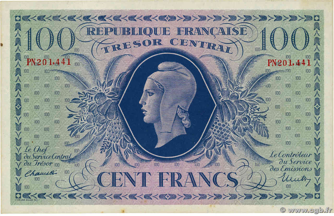 100 Francs MARIANNE FRANCE  1943 VF.06.01g SPL+