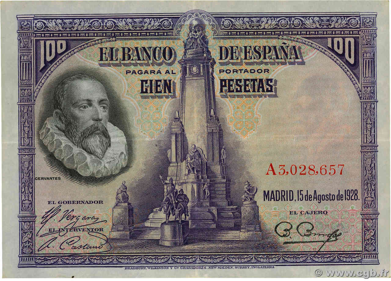 100 Pesetas ESPAGNE  1928 P.076a pr.SUP