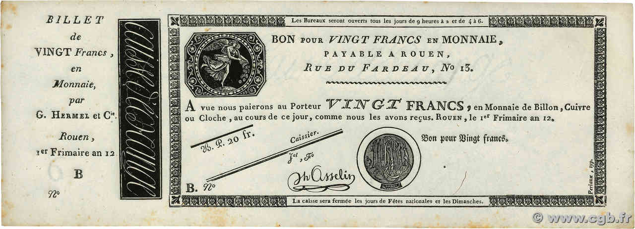 20 Francs Non émis FRANCE  1804 PS.245b AU