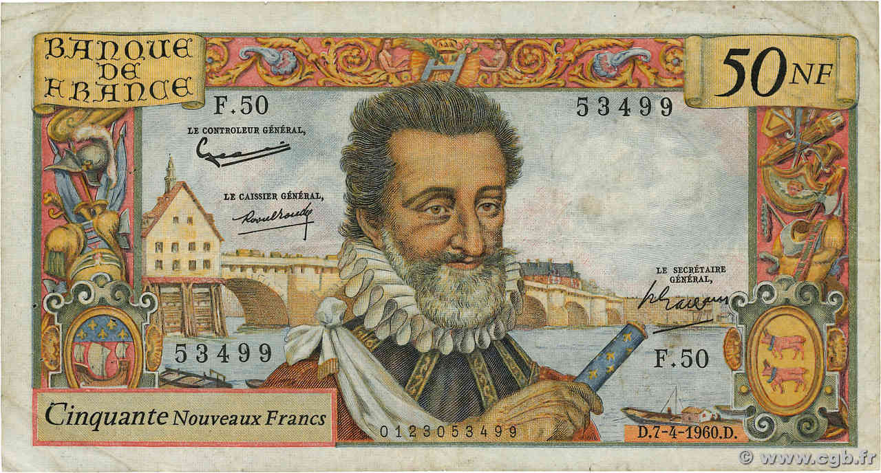 50 Nouveaux Francs HENRI IV FRANCE  1960 F.58.05 TB