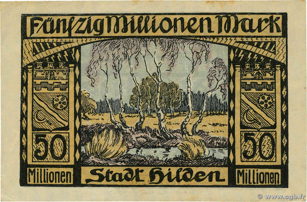 50 Millions Mark DEUTSCHLAND Hilden 1923 P.- VZ