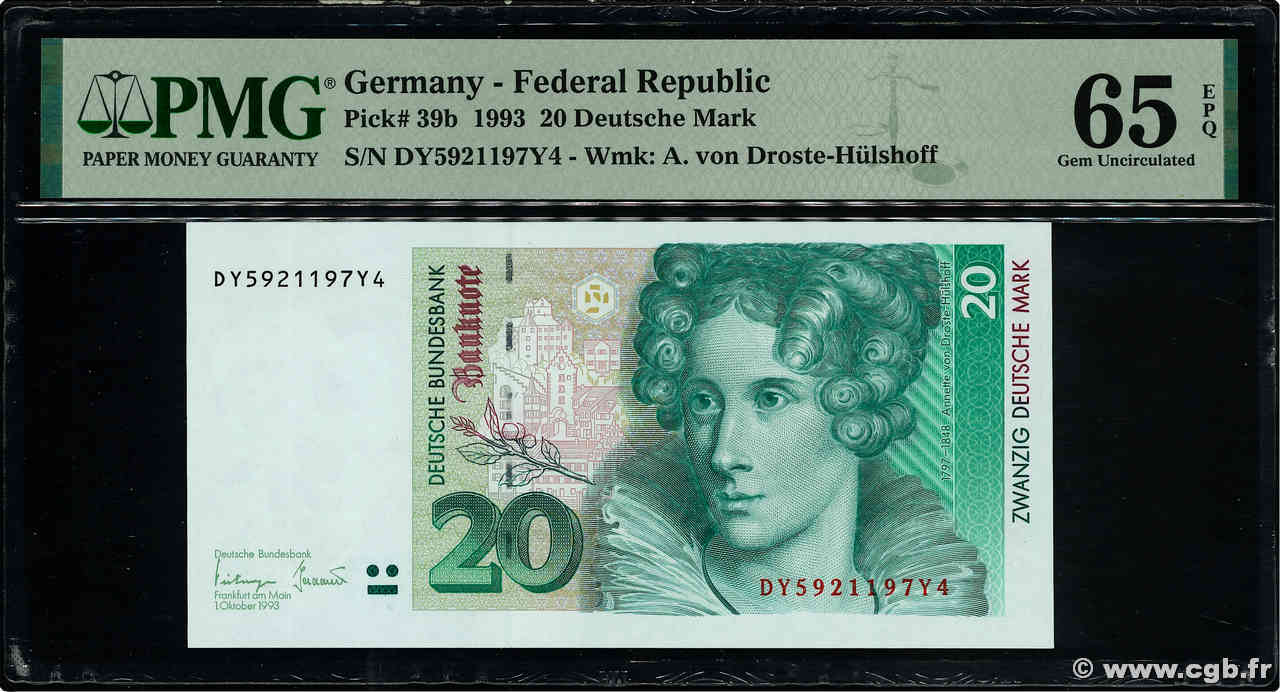 20 Deutsche Mark GERMAN FEDERAL REPUBLIC  1993 P.39b ST