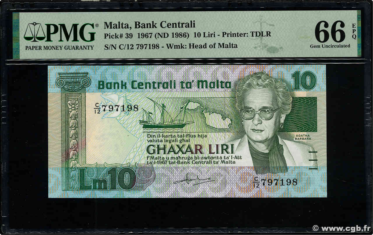 10 Liri MALTE  1986 P.39 UNC