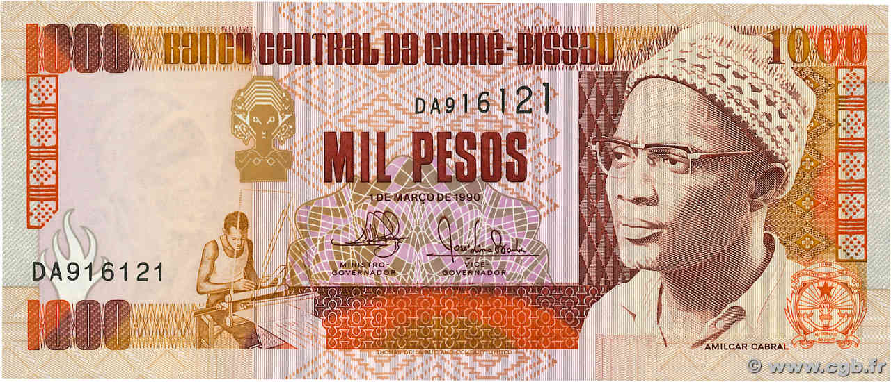 1000 Pesos GUINEA-BISSAU  1990 P.13a FDC