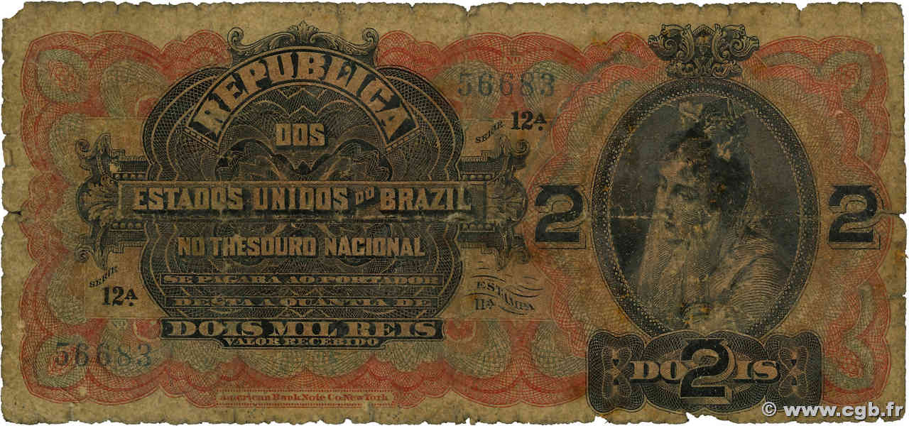 2 Mil Reis BRAZIL  1918 P.013 P