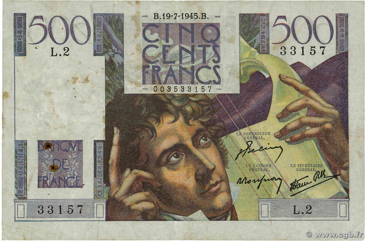 500 Francs CHATEAUBRIAND FRANCIA  1945 F.34.01 BC