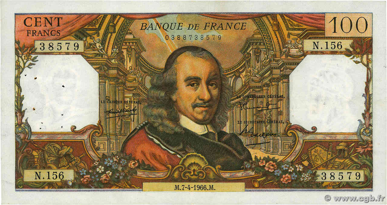 100 Francs CORNEILLE FRANCE  1966 F.65.12 F