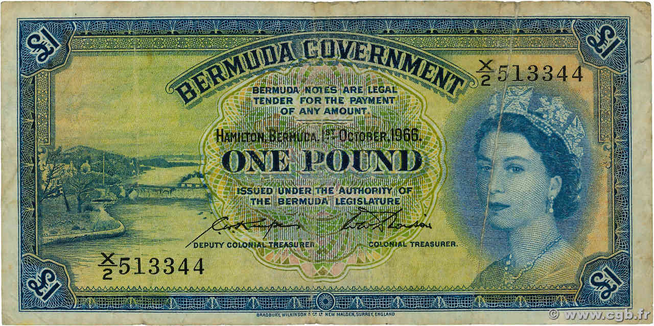 1 Pound BERMUDA  1966 P.20d F