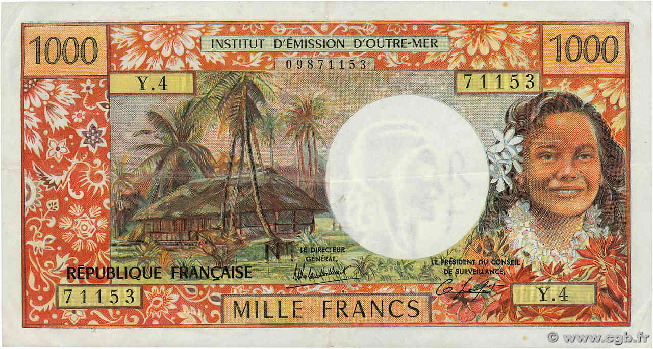 1000 Francs TAHITI  1983 P.27c MBC+