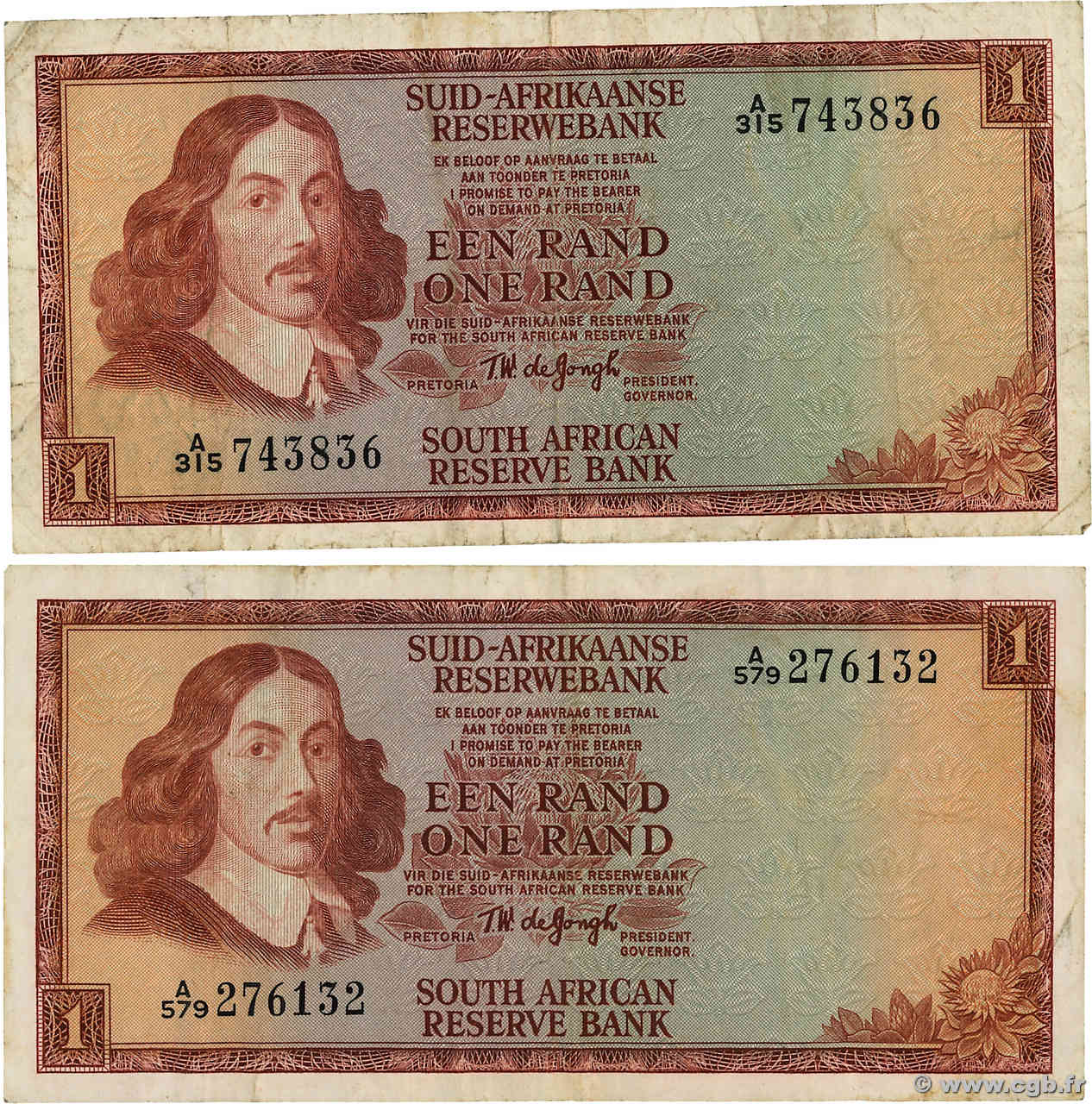1 Rand Lot AFRIQUE DU SUD  1967 P.110b TB+