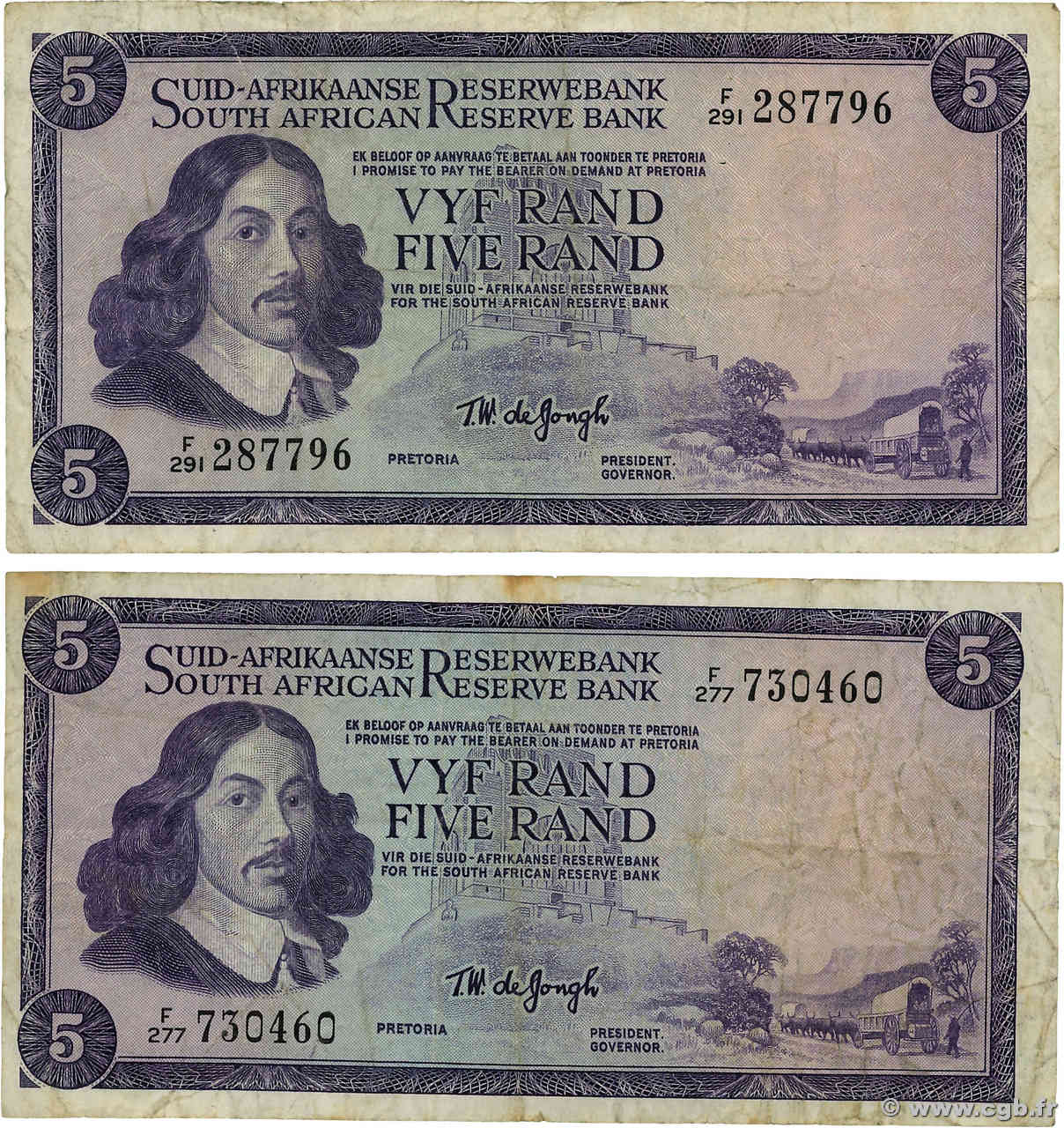 5 Rand Lot AFRIQUE DU SUD  1975 P.112c TB