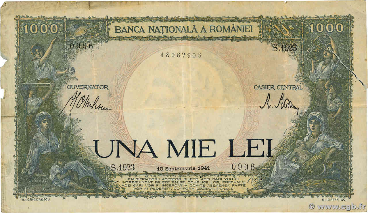 1000 Lei ROUMANIE  1941 P.052a TB