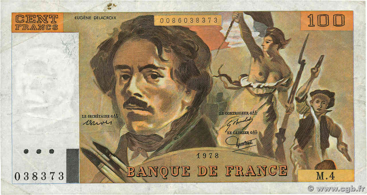 100 Francs DELACROIX FRANKREICH  1978 F.68.04 fS